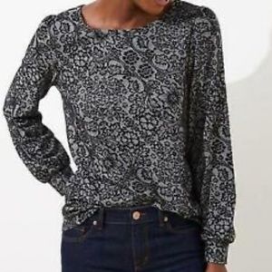 Loft Floral Jacquard Top - Black - XL
